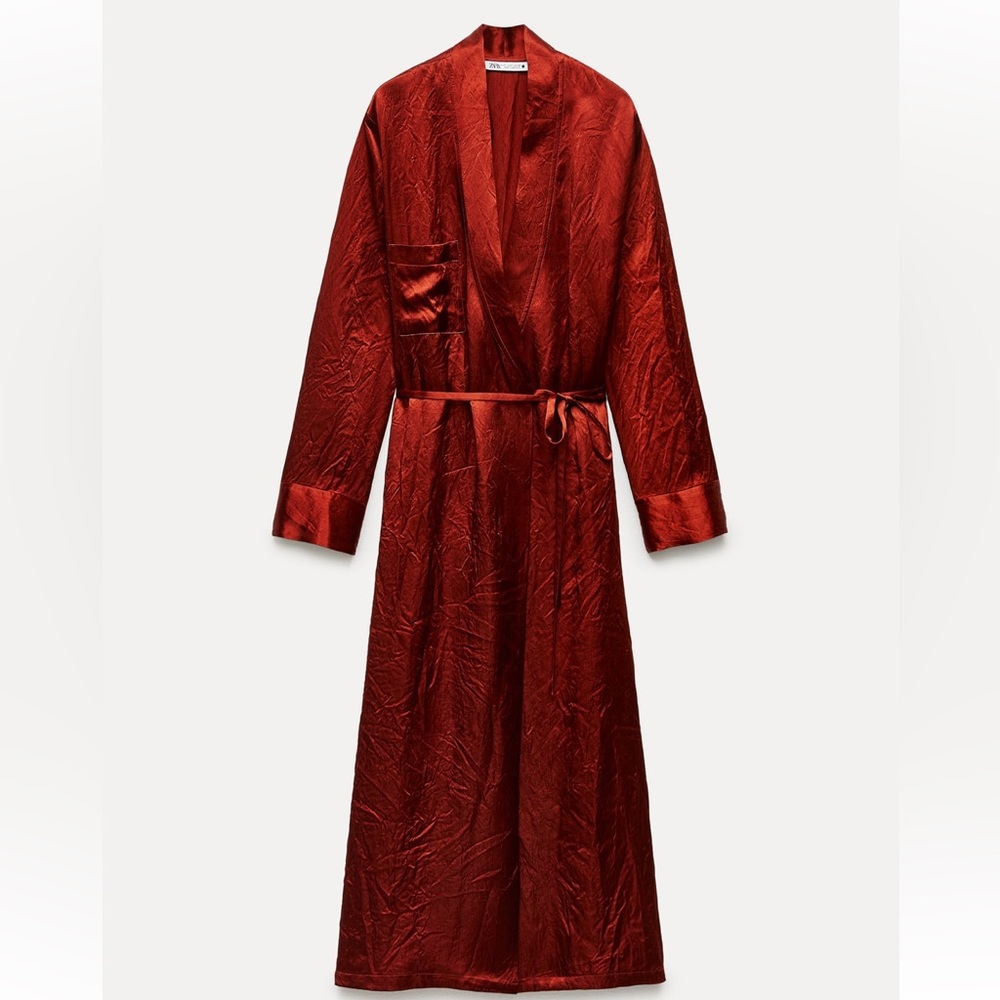 ZARA satin effect dress NWT $129 kimono - Picture 8 of 9